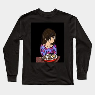 Anime Girl Waiting to Eat With You Long Sleeve T-Shirt